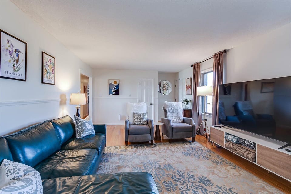 large living room with 70" TV with wifi and apps ready to watch