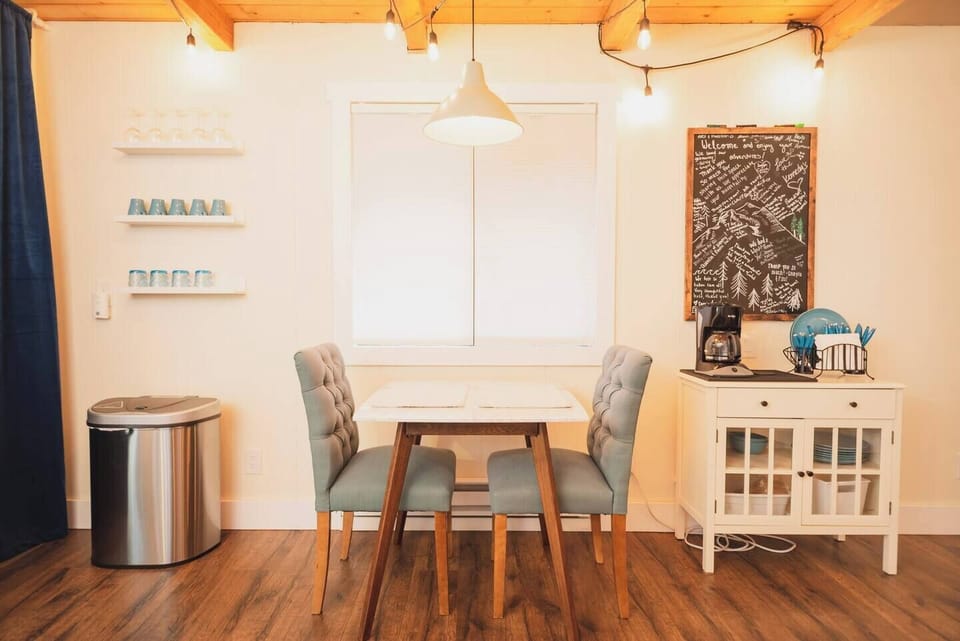 Dining area with coffee maker