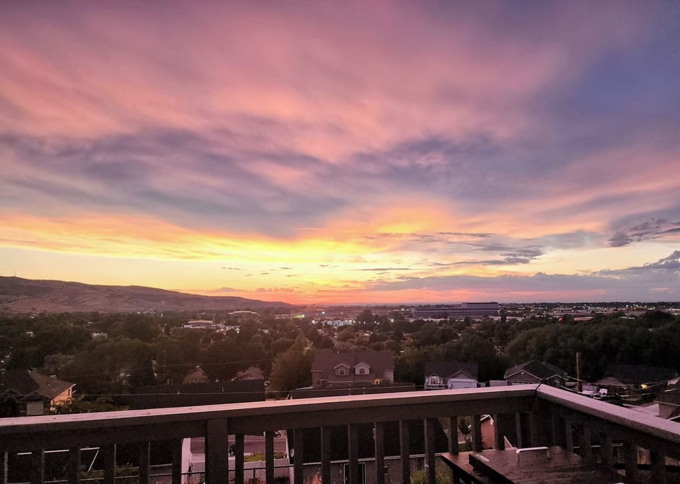 Beautiful sunset from back yard balcony