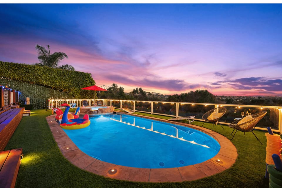Poolside paradise at sunset—float, relax, and soak in the gorgeous views
