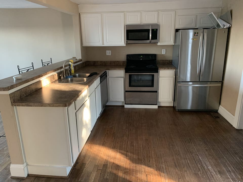 Indoors, Floor, Flooring, Kitchen, Microwave