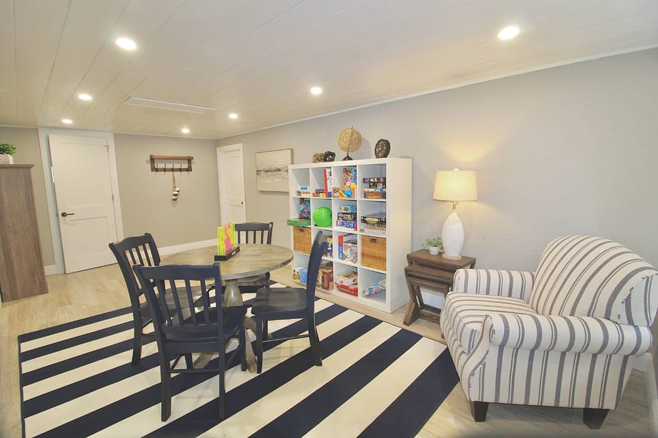 The Game Room, on the lower level, offers a fun space with many board and table game options.