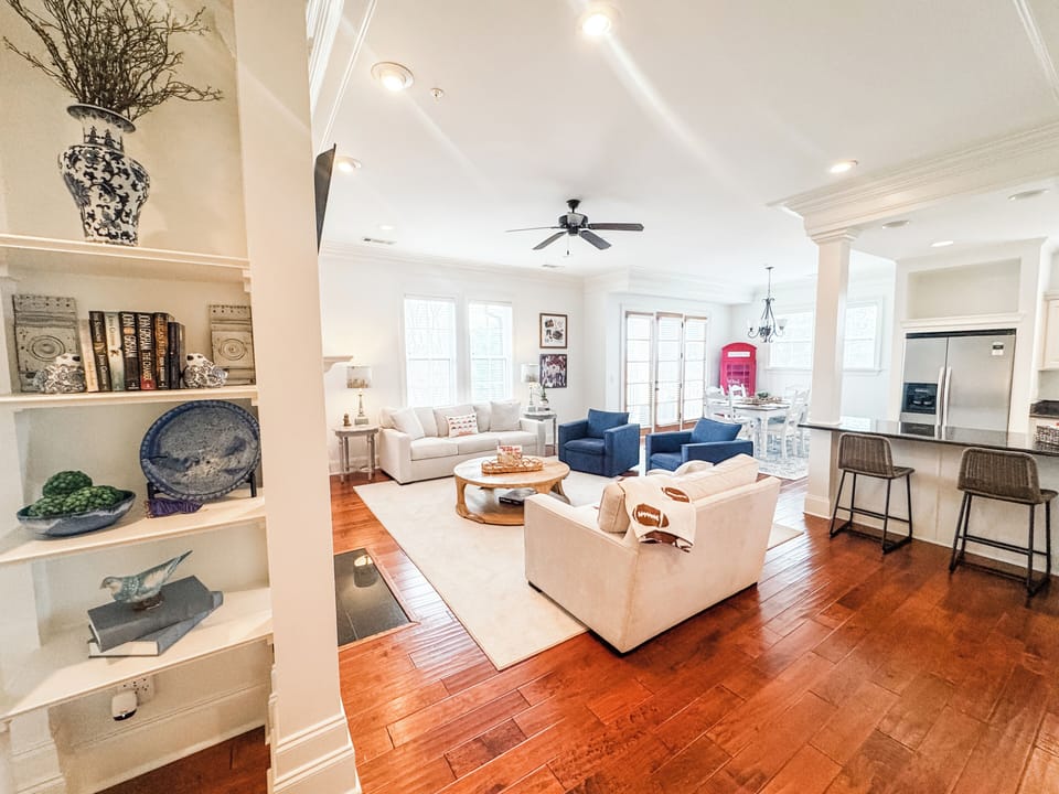 Open Floor plan allows guests to flow into kitchen & patio balcony