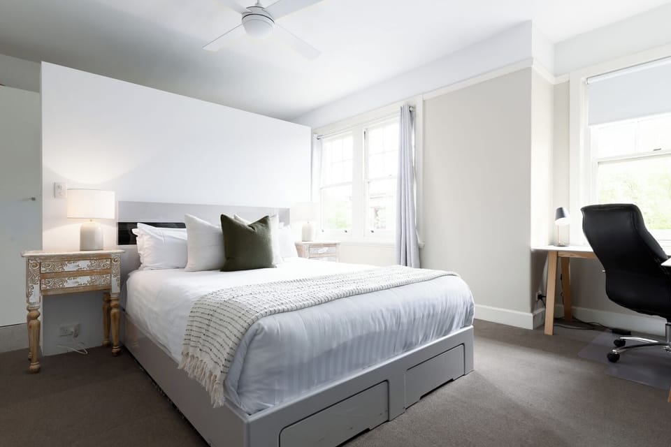 Peaceful Bedroom with Workspace