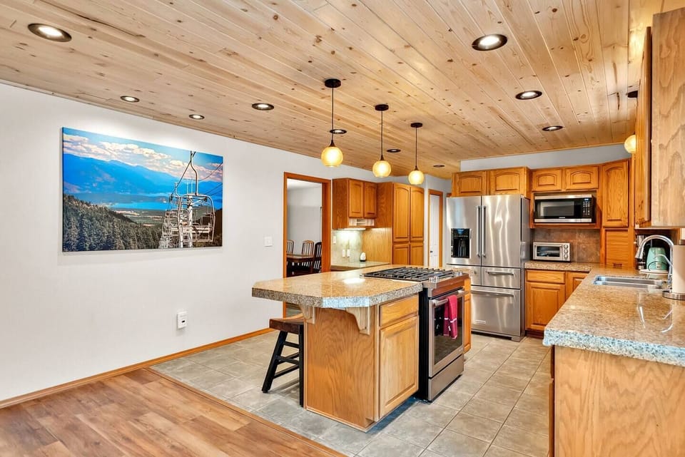 Kitchen and island