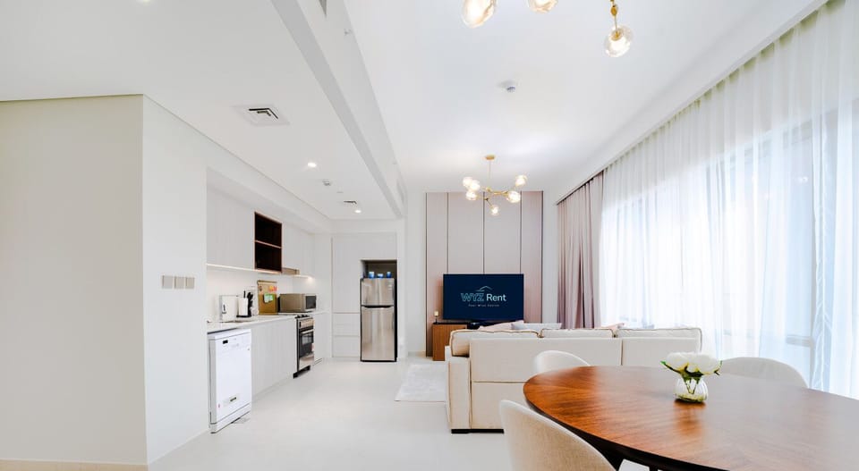 Full View of Living Room, Kitchen and Dining Area