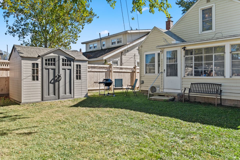 Fenced in backyard, visible from the sunroom
