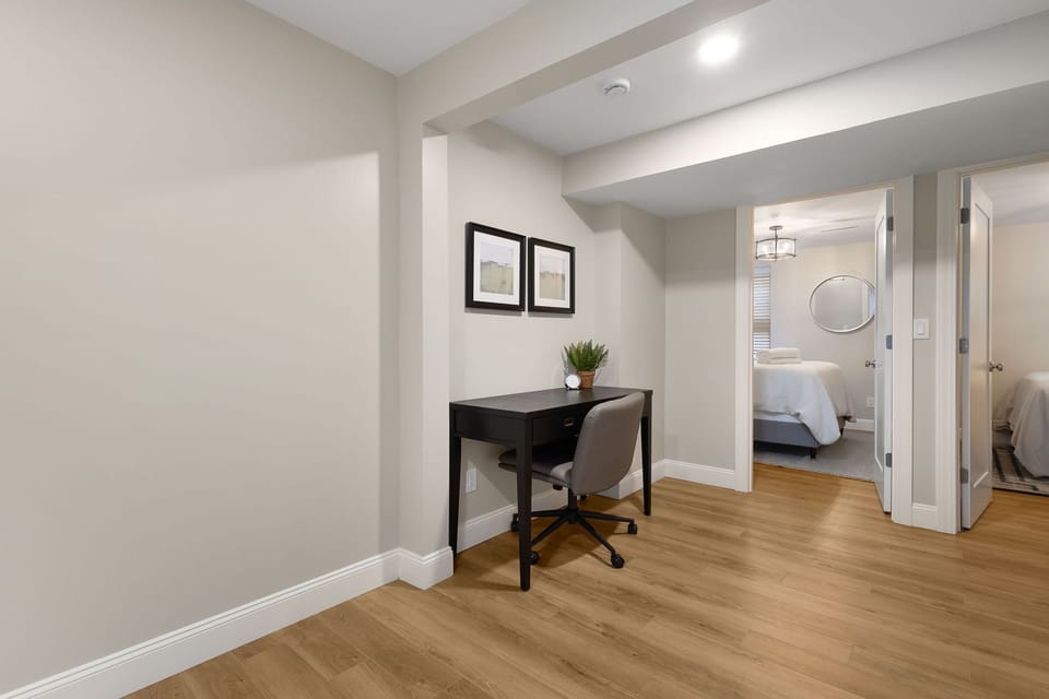 A large open space downstairs.