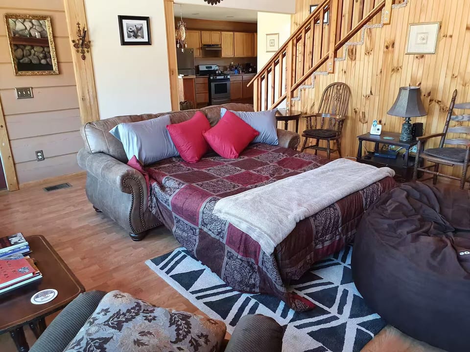 Queen sized sofa bed living room.