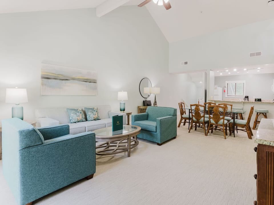 Lounge under high ceilings with plenty of room to spread out.
