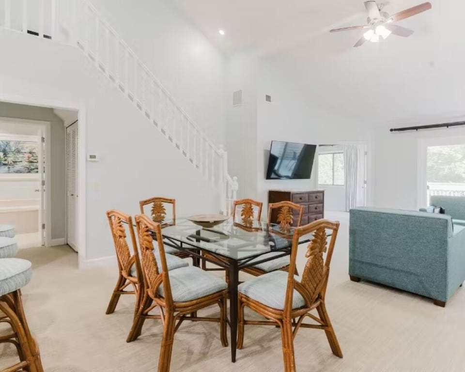 Share meals and stories at a roomy dining table.