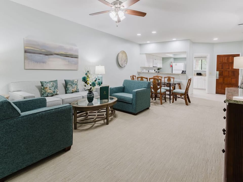Stretch out in the bright living room with open-plan comfort.
