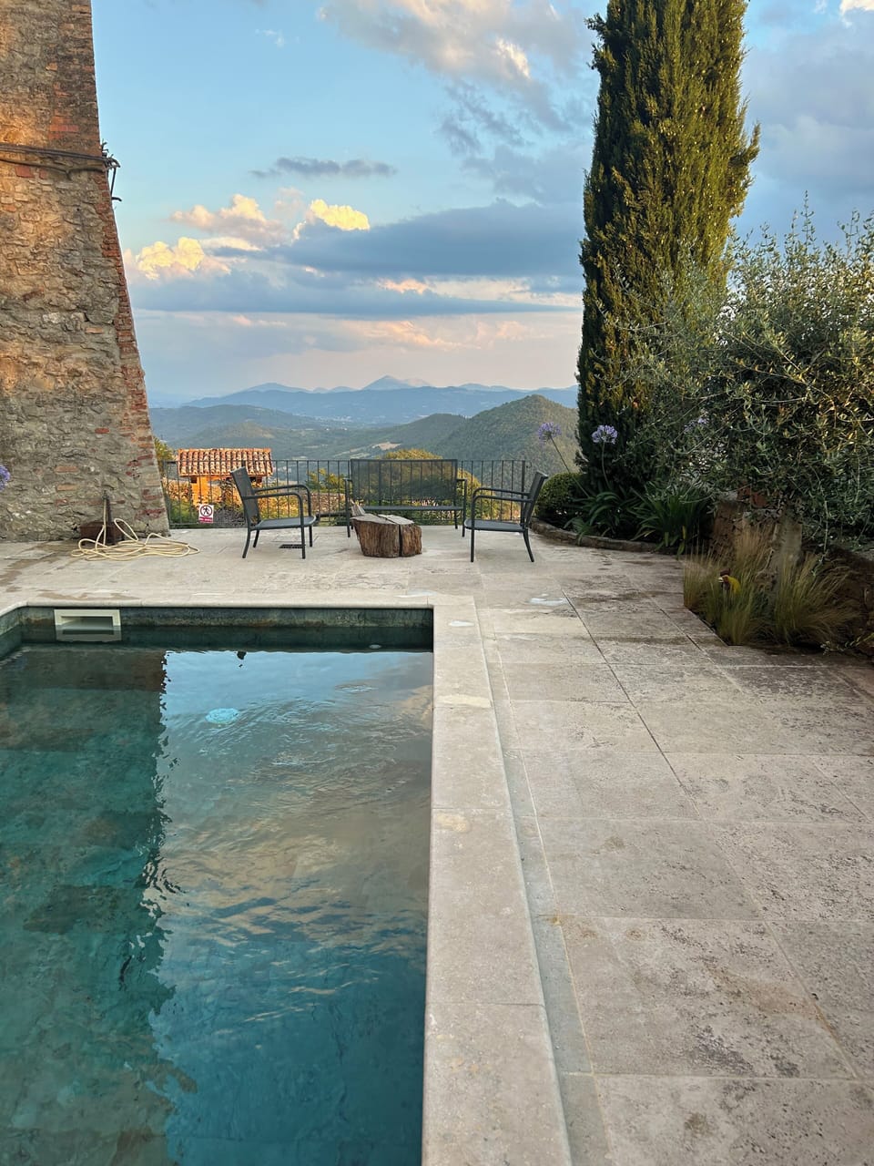 Pool terraceview from the delightful  green marble pool