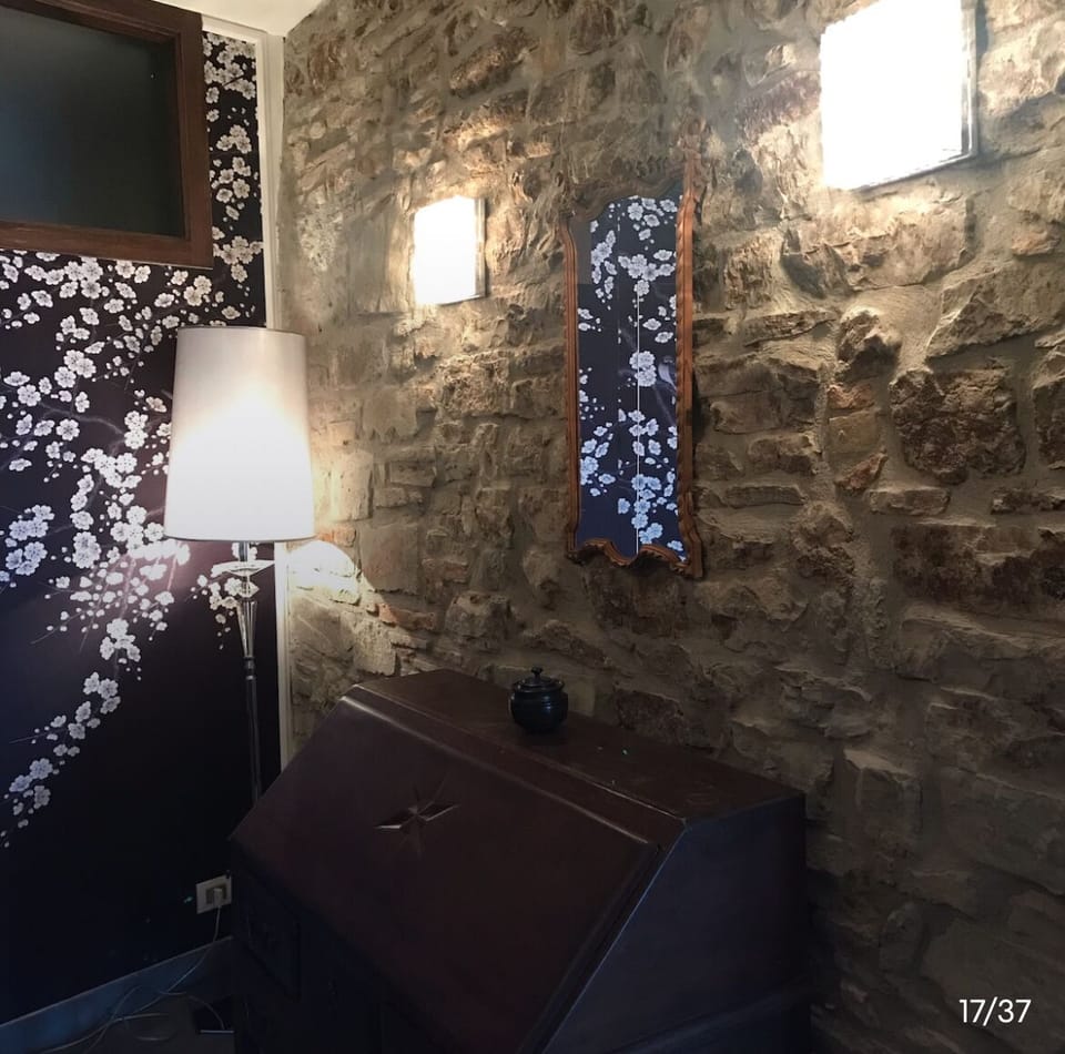 Dressing room to second master bedroom,with exposed walls& contemporary lighting