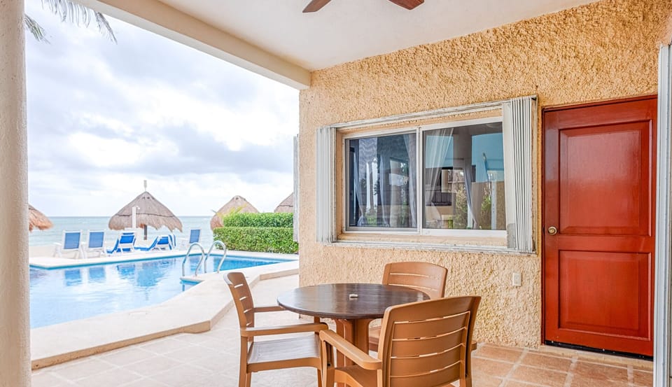 Spacious terrace with pool access