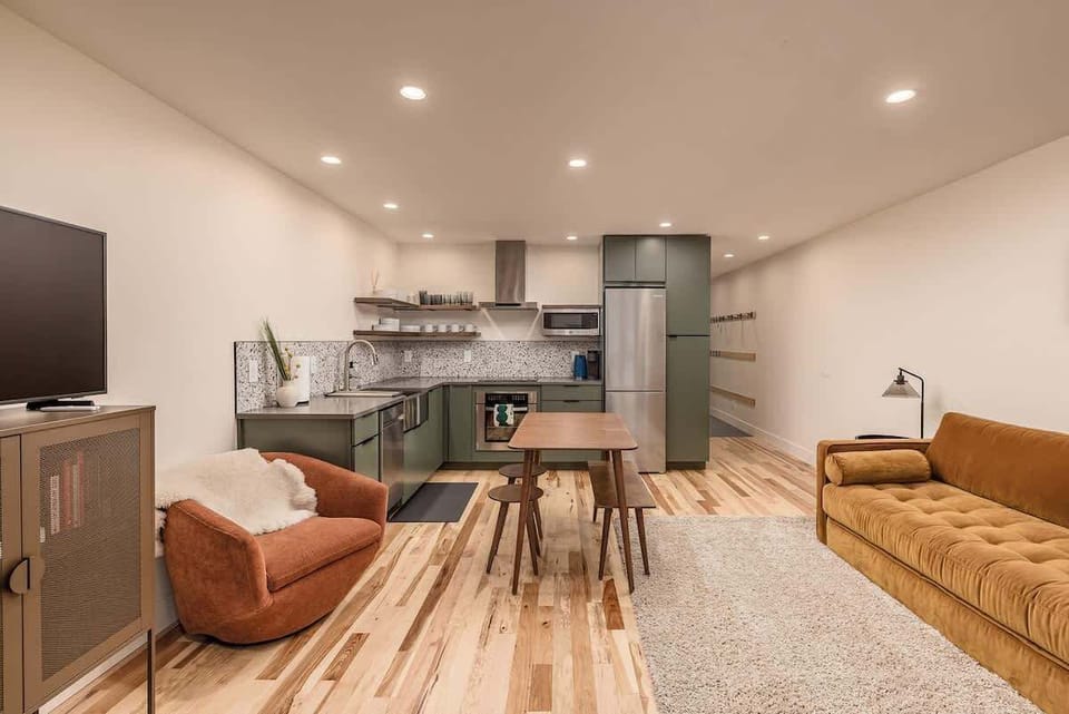 Spacious open living room and kitchen