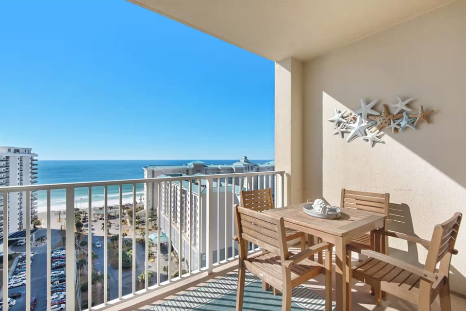 The balcony boasts seating for four. You'll have a front seat for sunrise&sunset