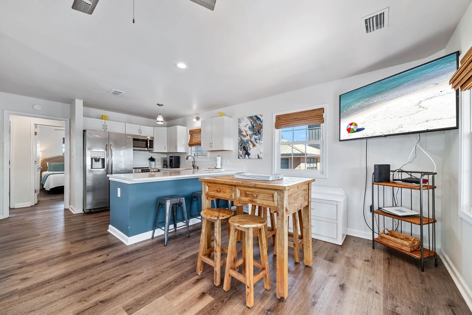 Upstairs living and kitchen
