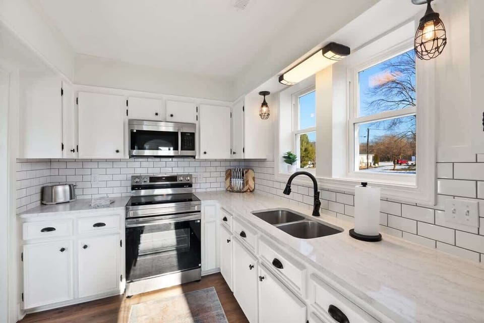 Kitchen with toaster paper towels