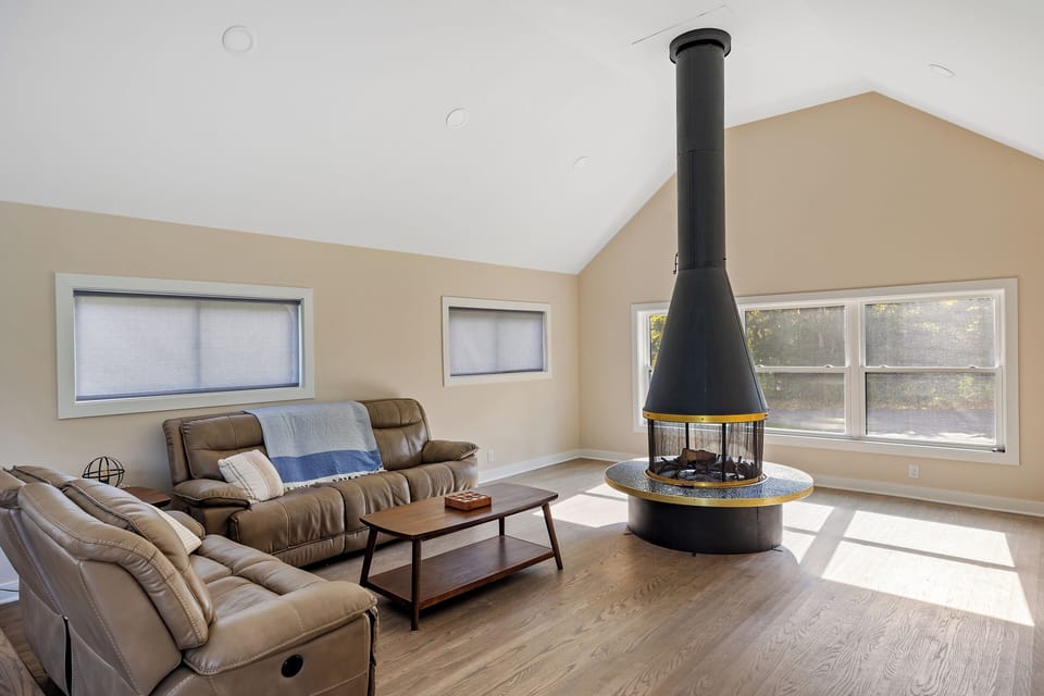 wood burning fireplace