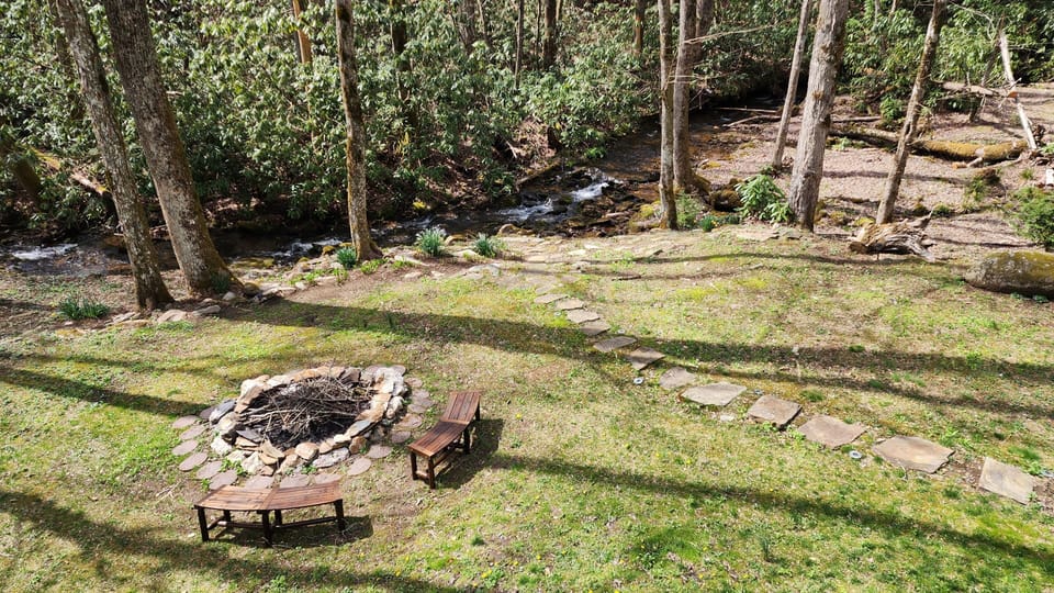 Back yard looking down from deck