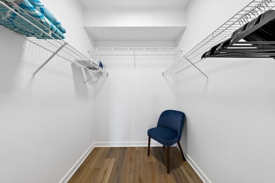 Enjoy plenty of storage space in the large, walk-in closet area