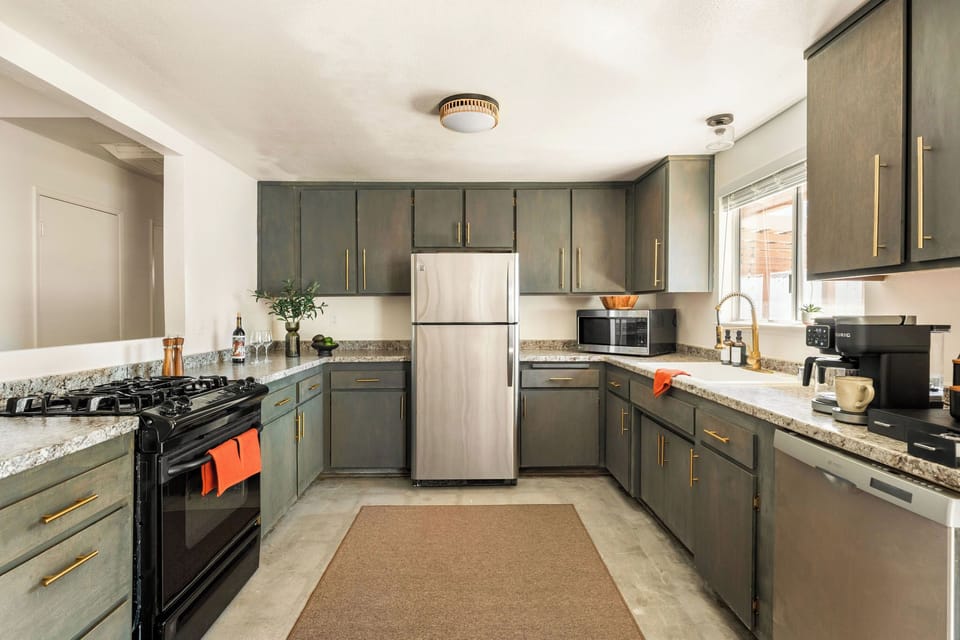 Stocked kitchen and coffee machine set-up