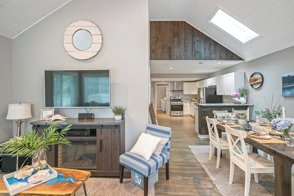 Cozy living room TV and electric fireplace 