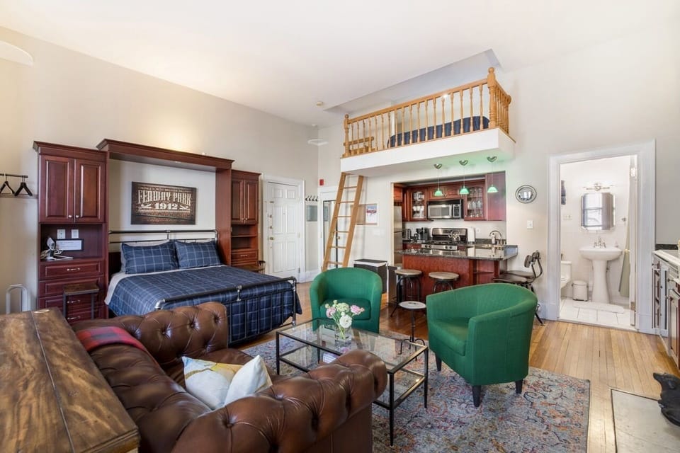 View of Living Area and Ladder to Loft