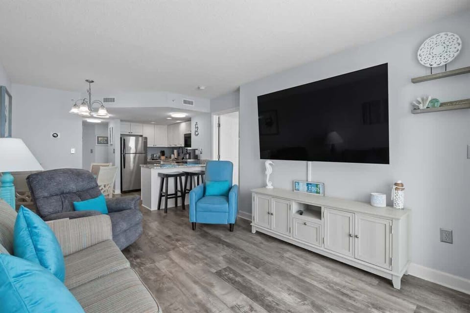 Large, Mounted Flat Screen TV