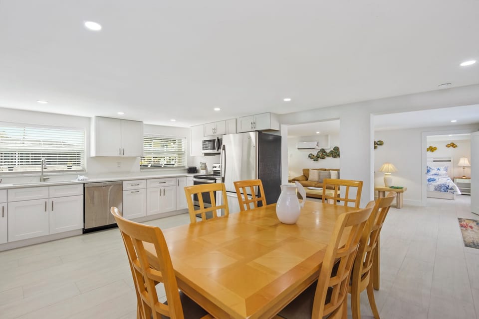 View of Downstairs Kitchen and Dining Table
