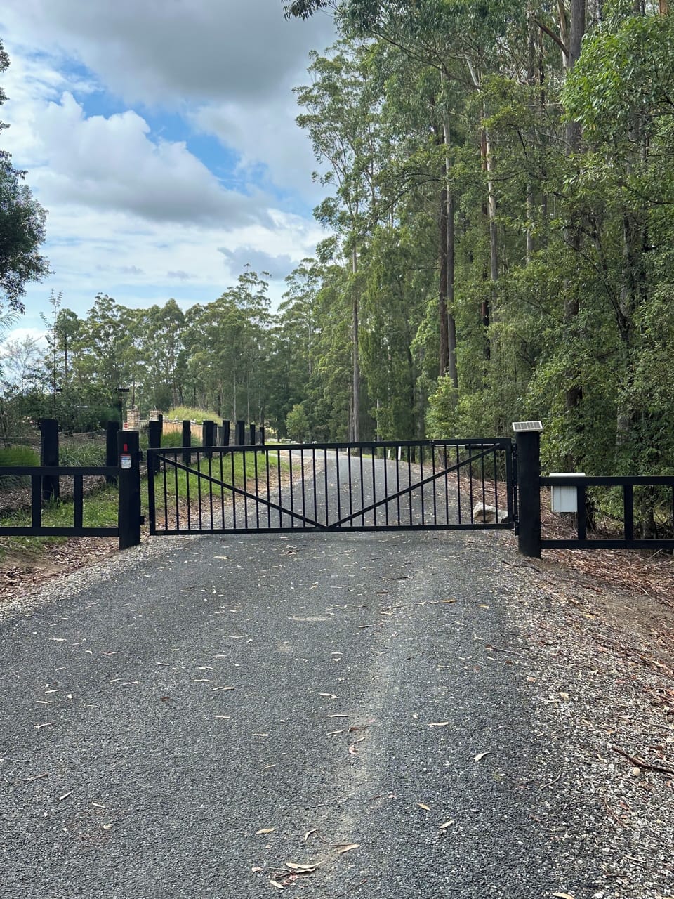Electric gate entry on the properties private road