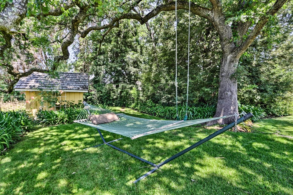 Unwind in the hammock or enjoy the tree swing beneath the shade.