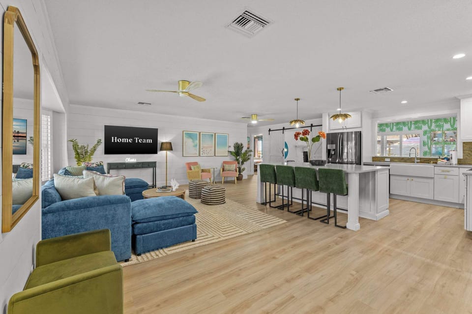 Entertain effortlessly in this open floor plan connecting the living room and kitchen.