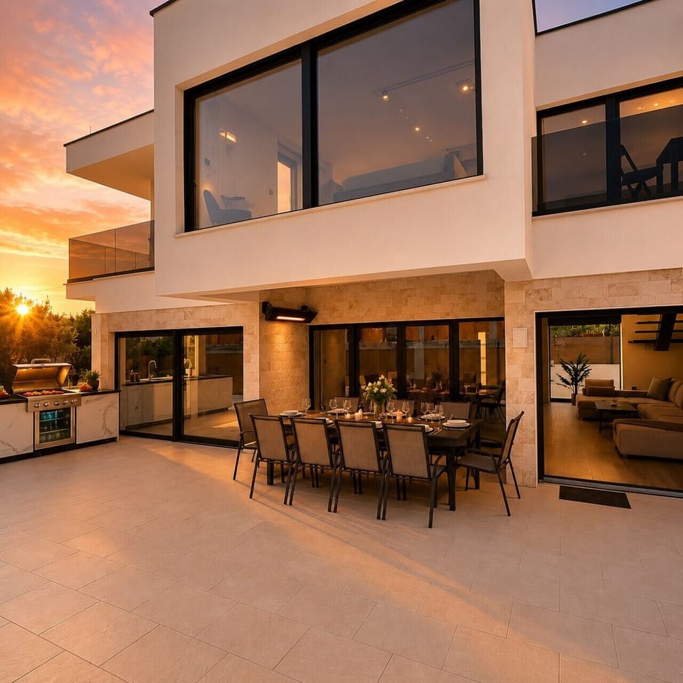 Sunset Alfresco Dining Terrace with Outdoor Kitchen