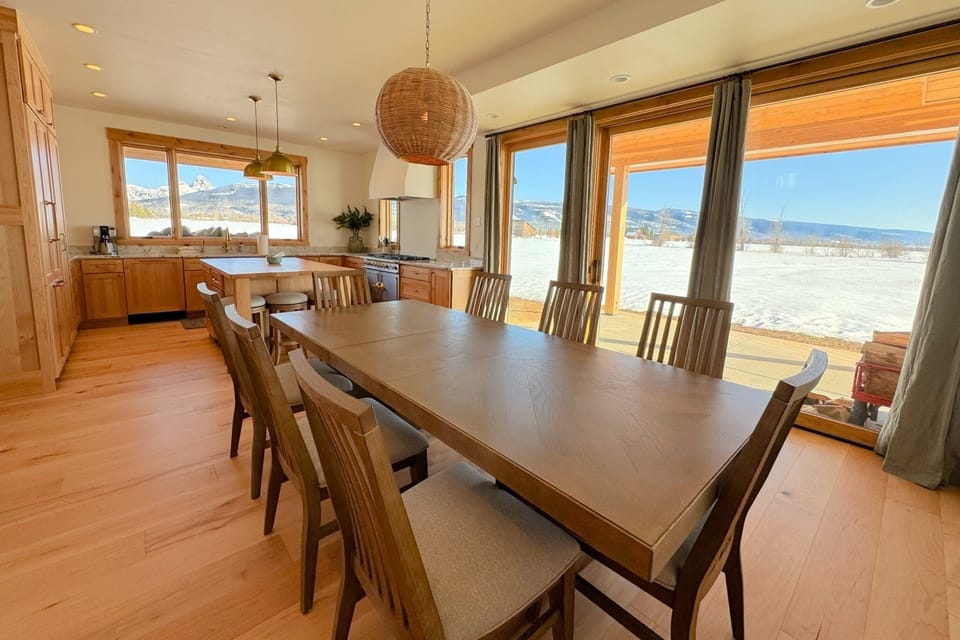 Gather around the dining table for food, conversation, and fun.