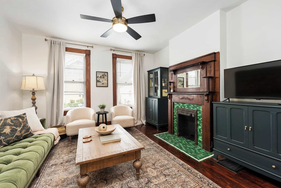 Stream your favorites on the smart TV in the sophisticated living room