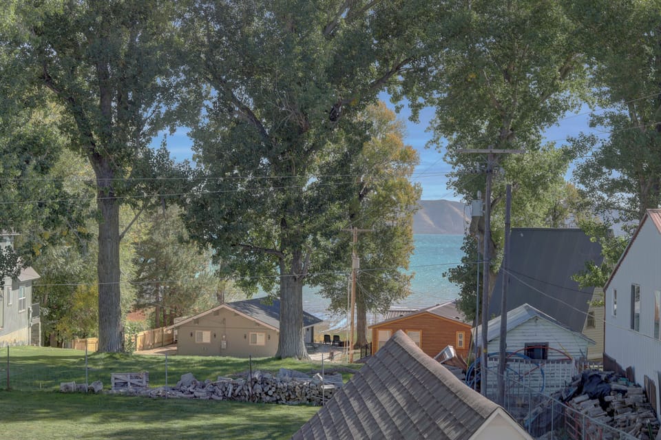 Fox Farm grounds and view of the lake as seen from dining room (deck is under construction and will be completed before Thanksgiving 2024)