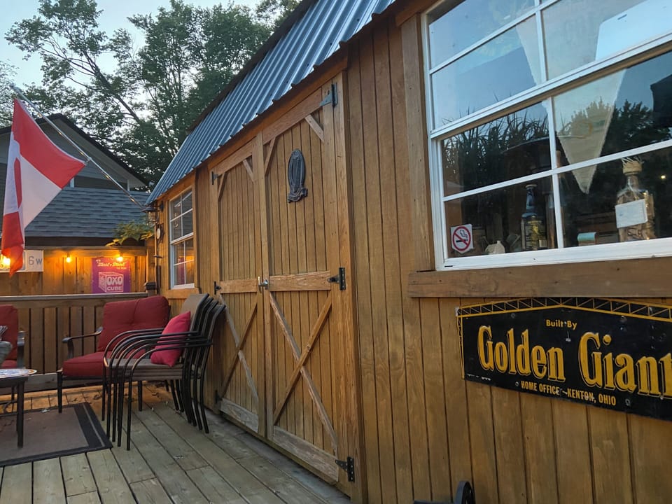 Back deck, shed will be locked.