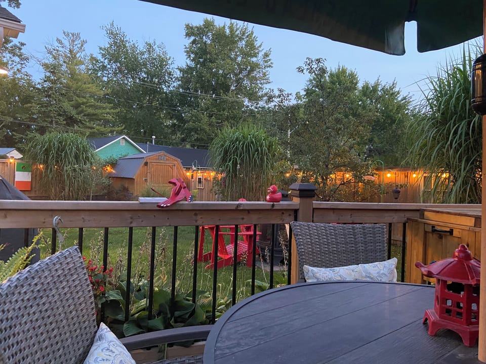 Back deck with BBQ.