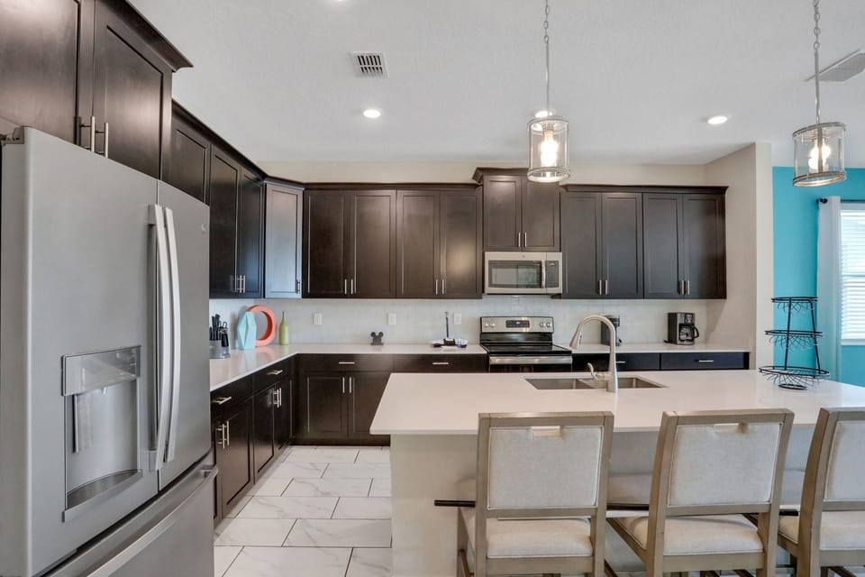 Indoors, Kitchen, Refrigerator, Sink, Microwave
