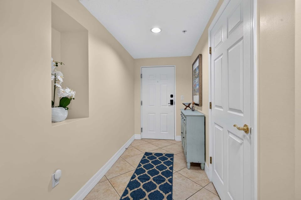 Front door and entryway hall