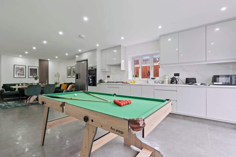 A pool table for fun and friendly games.