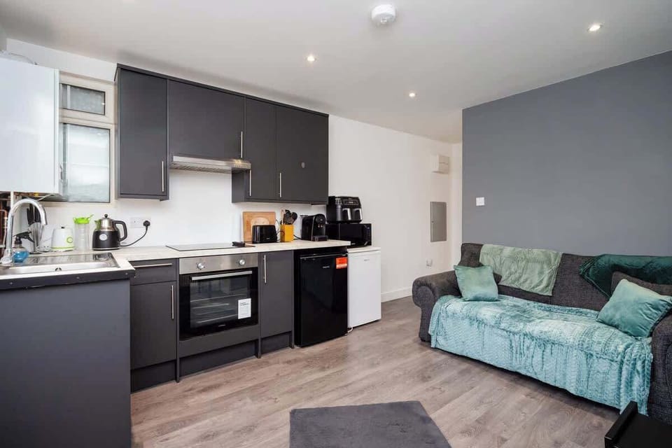 Full kitchen and living room