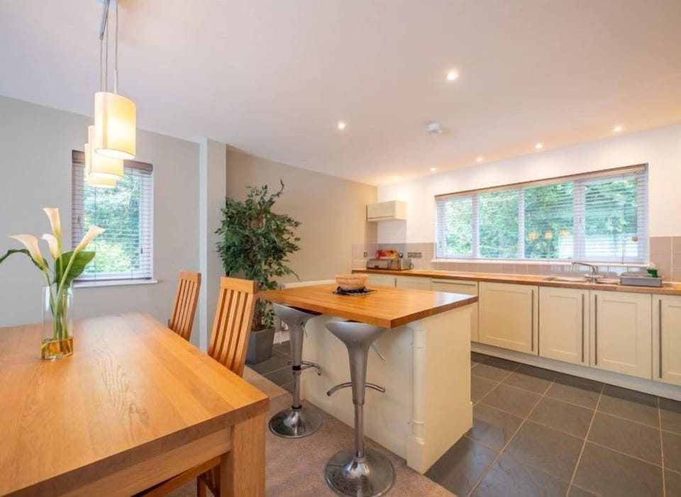 Open plan dining space with island