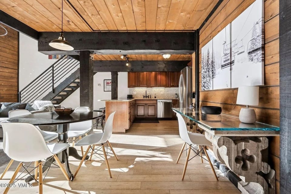 Dining area and dedicated workspace. 