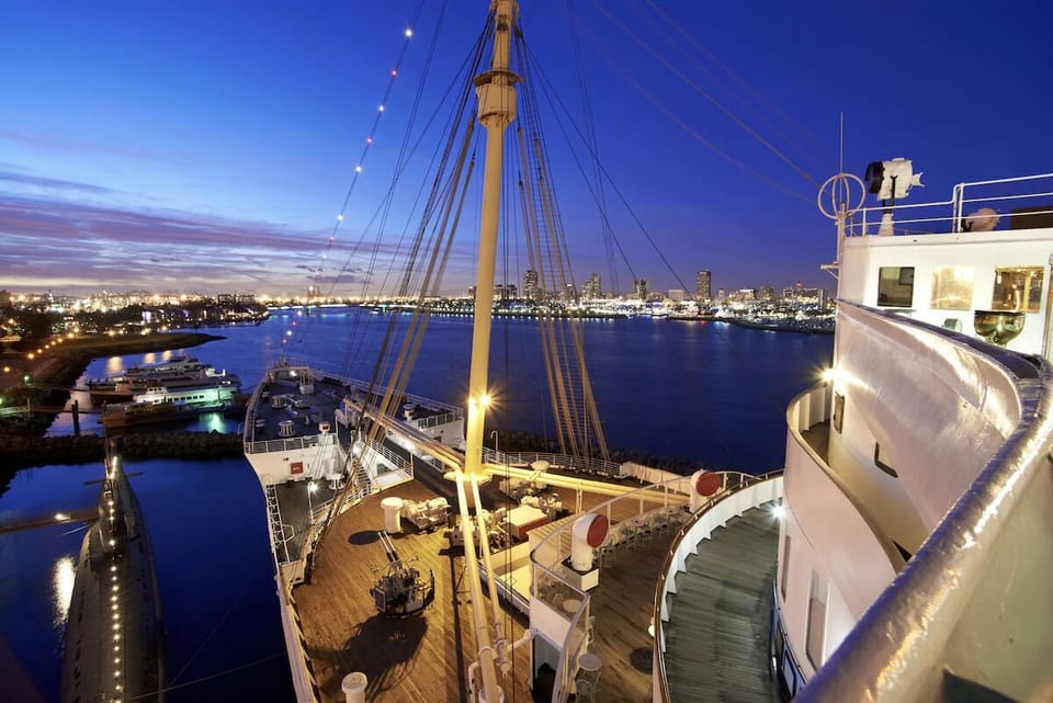 Soak in twinkling city lights from the ship’s deck.