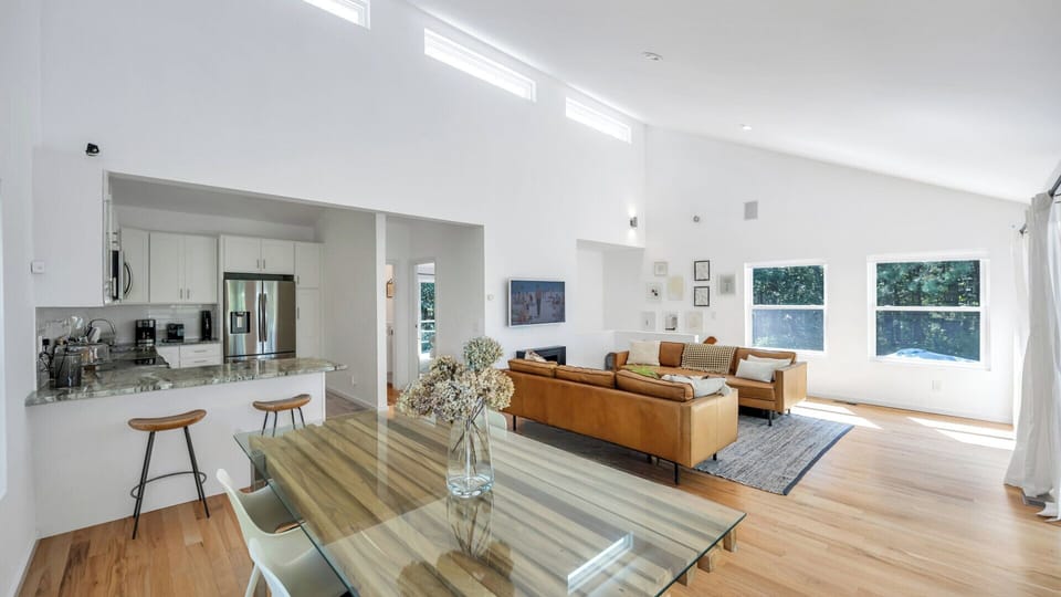Open concept, living, dining and kitchen