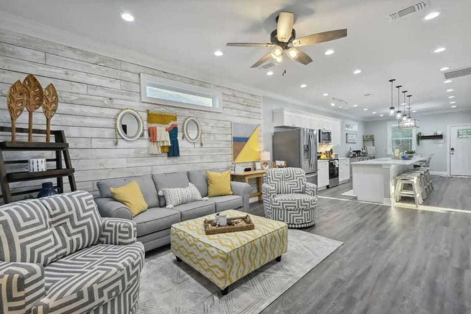 One of many spacious living room areas for game night! 