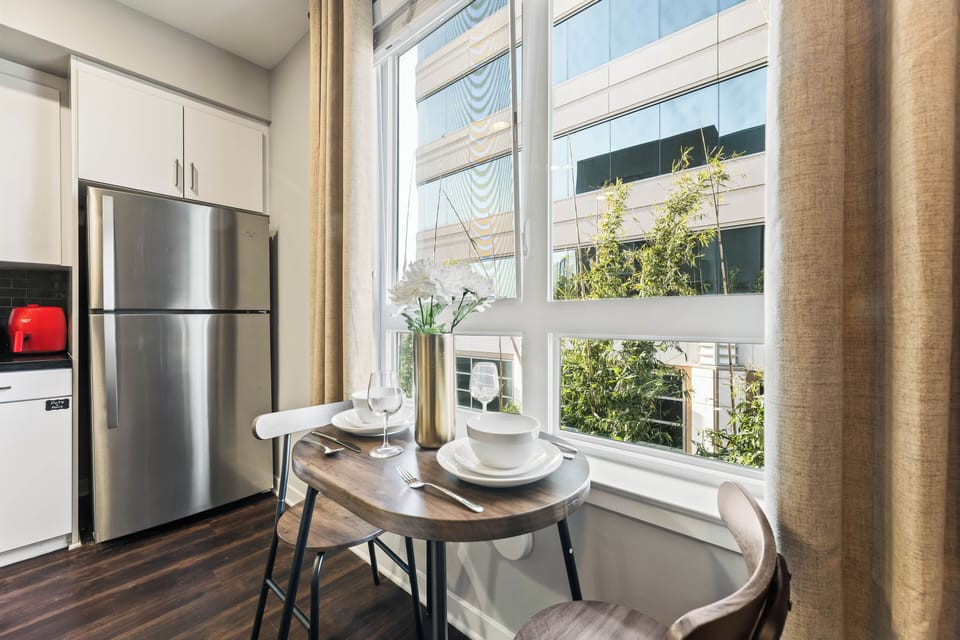 Blackout curtains + soundproof windows